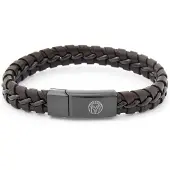 Lucleon Bruine Geweven Leren Armband