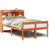 vidaXL Bed met boekenkast zonder matras grenenhout wasbruin 135x190 cm