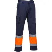 Portwest Hi-Vis Tweekleuren Combat Broek E049 - Oranje/Marine - L