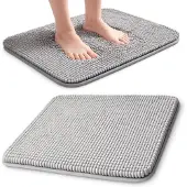 Luft Badmat antislip - 60x40cm - Mega absorberend - Badkamermat - Douchemat - Toiletmat - Wc mat - Antislipmat bad - Grijs - Extra zwaar