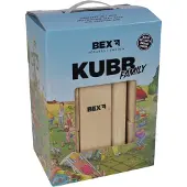 Bex Kubb Family – Zweeds Vikingschaak – Buitenspel – FSC Berkenhout – Koning Met Houtkleurige Kroon – Vanaf 8 Jaar – Inclusief Opbergnet Met Trekkoord