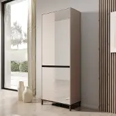 Meubella - Finta - Schoenenkast met spiegel - Beige - 80x40x206 cm