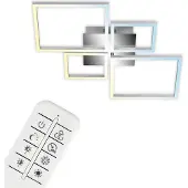 Briloner LED-plafondlamp Frame, dimbaar, alu / grijs / zink, Woon-/ Eetkamer, metaal, Modern, LED plafondlamp