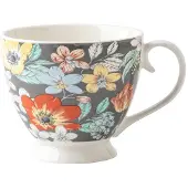 Altomdesign Folk Flowers Jumbo Kopje 350ml op voet - Porselein NBC