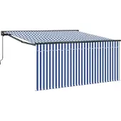 vidaXL Uitschuifbare luifel Blauw en Wit 300 x 250 cm