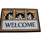 EDO Kokosnoot Deurmat 45x70cm - Drie Katten Welkom