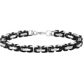 Akzent - Armband - Edelstaal - Zilver/Zwart - Ø6.5mm / 22cm.