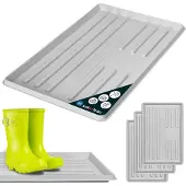 KOTARBAU 3 stuks Schoenenlekbak, Lekbak Schoenen, Kunststof, 60 x 40 cm, Grijs, Schoenendruipbak, Schoenmat, Laarzen Afdruipmat, Lekbak voor Natte Schoenen, Schoenafdruipbak, Schoenenschaal