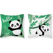 Mayamoo Kinderkussenhoes Katoen 40x40cm Panda Wand - Zacht & Veilig