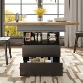 MODFU Uittrekbare Teleskoptisch 110-140×80×75 cm – Opklapbaar, MDF+PB, Opbergruimte & Soft-Close