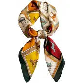 Kamea Dames Sjaal 70x70cm Paard Motief Kleurrijk Elegant
