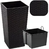 Lamela Finezja Rotan Pot Z Inleg - Zwart 40x40x75cm