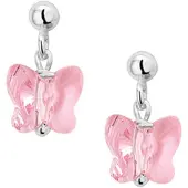 The Jewelry Collection Zilver Gerhodineerde Oorhangers vlinder strass 1329560