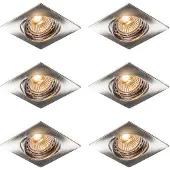 QAZQA Set van 6 inbouwspots kantelbaar staal vierkant - Edu