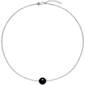 Cavill - Zilveren Halsketting - 925 Sterling Zilver - Zwarte Onyx 9,3ct & Witte Kwarts 20ct - Verstelbare Ronde Edelsteen Ketting - Elegant & Modern