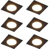 QAZQA Set van 6 moderne inbouwspots zwart incl. LED 3-staps dimbaar IP65 - Simply