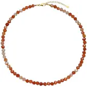 Cavill - 925 Sterling Zilver Halsketting - 8.5 ct Braziliaanse Carneool - Verguld - Fancy Gefacetteerde Kralen - Verstelbaar 42-47 cm