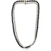 Cavill - Zilveren halsketting - 925 Sterling zilver verguld - Witte en zwarte zoetwaterkweekparels fancy slijpsel - Elegant dubbelrijig design