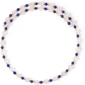 Cavill - Stalen Halsband met Natuurlijke Rozenkwarts 74 7 ct, Lapis Lazuli & Gouden Hematiet - Elegante Edelsteen Ketting - Roze & Blauw