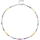 Cavill - Zilveren Halsketting 925 Sterling - 50,398 ct Blauwe Saffieren - Verstelbaar 45-50 cm - Elegant & Kleurrijk