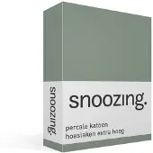 Snoozing percale katoen hoeslaken extra hoog - 120x200 cm - Tweepersoons - Groen