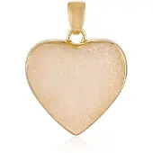Cavill - Zilveren hanger met Druzische Agaat 22K - 925 Sterling Zilver met Goud Verguld - Hartvormige hanger - Luxe en Elegantie