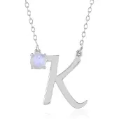 Cavill - Zilveren Halsketting - 925 Sterling Zilver Geplatineerd - Regenboog Maansteen 0 40 ct Rond Indiaas Slijpsel - Modern Elegant Verstelbaar