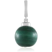 Cavill - Zilveren Hanger 925 Sterling Zilver Platina Geplateerd - 7,758 Karaat Malachiet Rond 9 mm Groen - Elegant Monosono Collection