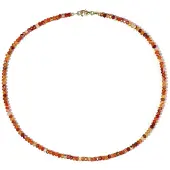 Cavill - Zilveren halsketting 925 verguld - Braziliaanse carneool 43 854 ct - Facetgeslepen oranje rode kralen - Elegante stijl 45 cm