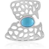 Cavill - Zilveren Hanger - 925 Sterling Zilver - Sleeping Beauty Turkoois 1.03 ct - Ovaal Cabochon - Modern Organisch Design - MONOSONO