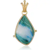Cavill - Zilveren hanger met Atacama opaal 26 ct - 925 Sterling zilver verguld - Druppelvormige blauwe groene cabochon, elegant design