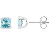 Cavill - Zilveren Oorbellen 925 Sterling Zilver - 2 Blauwe Ratanakiri Zirkoon 1.86 ct - Antiek Kussen Briljant - Elegante Oorknopjes