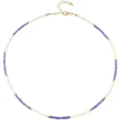 Cavill - Zilveren Halsketting - 925 Sterling Zilver Verguld - 24 01 ct Tanzaniet en Welo-opalen - Verstelbaar - Elegant Modern Sieraad