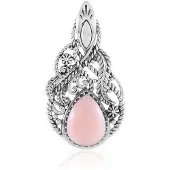 Cavill - Zilveren Hanger met 925 Sterling Zilver Geoxideerd - Roze Opaal 7,56 Karaat Peervorm - Vintage Elegante Dames Sieraden 51x28 mm