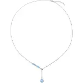 Cavill - Zilveren halsketting - 925 Sterling zilver - Natuurlijke Larimar 9 5 ct - Blauwe ronde kralen - Verstelbaar 46-51 cm