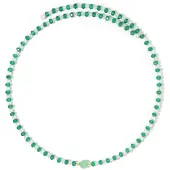 Cavill - Stalen Halsketting met 1 813 ct Braziliaanse Smaragd en 12 637 ct Regenboog Maansteen - Elegant Groen Edelstenen Sieraad - 31 42 cm