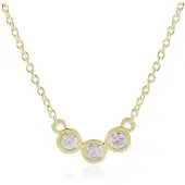 Cavill - Zilveren halsketting - 925 Sterling Zilver Verguld - 3 Afrikaanse I2 H Diamanten 0 159 ct Rond Briljant - Verstelbaar Elegant Design