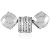 Cavill - Zilveren Hanger - 925 Sterling Zilver Geplatineerd - 46 Cambodjaanse Zirkonia's Rondgeslepen 0,399 ct - Elegante Asymmetrische Sieraad