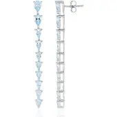 Cavill - 925 Sterling Zilver Geplatineerde Oorbellen - Hemelblauwe Topaas 4,649 Ct - Peervormige Cascade - 59 mm Elegant