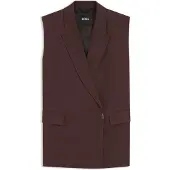 BOSS Relaxed-fit gilet van een linnenmix