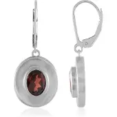 Cavill - Elegante Zilveren Oorbellen - 925 Sterling Zilver Geplatineerd met 2,86 ct Mozambique Granaat - Ovalen Mat Design - Monosono Collection