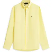 Tommy Hilfiger Pigment Dyed Linen Solid Citronella Maat: L | Casual Overhemden Outlet | Heren | Geel