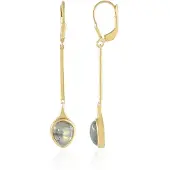 Cavill - Zilveren Oorbellen Verguld - 2x Gouden Minary Labradoriet 3 6 ct Peervormig Cabochon - 925 Sterling Zilver - Elegant Druppelhangend 51 mm