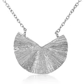 Cavill - Zilveren halsketting 925 Sterling Zilver - Halfronde Waaierhanger 16x21 mm - Verstelbare Ketting 40-43 cm - Modern Minimalistisch Elegant