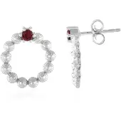 Cavill - Oorbellen 925 Zilver Verguld - 2x Rode Tanzanian Spinel 0.18 ct - Rond Slijpsel - Elegante 16 mm Stekersluiting Dames