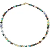 Cavill - 925 Sterling Zilveren Halsketting - 102 Ct Veelkleurige Amazoniet & Apatiet Edelsteen Kralen - 45 cm Vergulde Sluiting