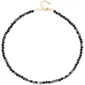 Cavill - Zilveren Halsketting 925 Sterling Zilver Verguld - Zwarte Hematiet 78 1ct Fancy Kralen - Luxe Elegante Damesketting 45-50 cm