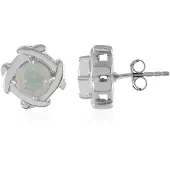 Cavill - Zilveren Oorbellen met 1,31 ct Welo Opalen - 925 Sterling Zilver Platina Geplateerd - Elegante, Rond Geslepen Dames Oorbellen - 12 mm