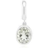 Cavill - Zilveren hanger 925 Sterling Zilver met 2,2 ct groene amethist ovaal - Elegante Bezel Zetting - Varioclip Kettinghanger voor dames