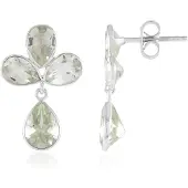 Cavill - 925 Sterling Zilver Geplatineerde Oorbellen met 7,29 ct Braziliaanse Groene Amethist - Elegante Druppelvorm